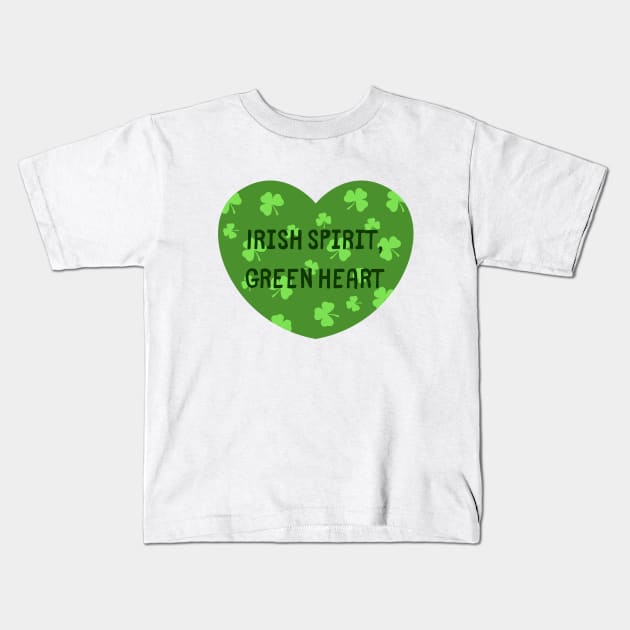 Irish spirit, green heart Kids T-Shirt by Salasala